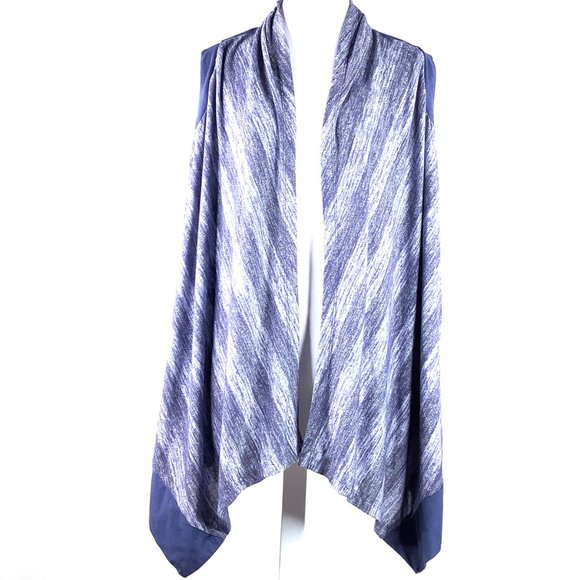 Logo Lori Goldstein Open Front Vest Cardigan Tunic Top M Blue Suede Stretch - Picture 2 of 14